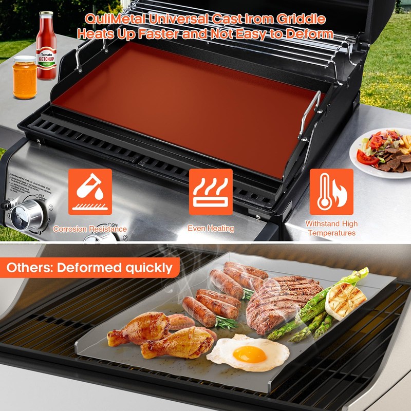 Griddle For Gas Grill, 25" x 16" Large Ceramic Coating
