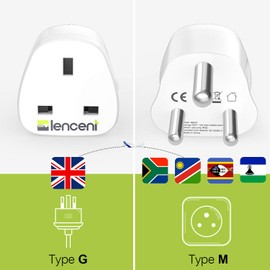 LENCENT 2X UK to South Africa Plug Adapter, Grounded SA Travel Adapter for South Africa, Namibia, Swaziland, Lesotho, Bhutan, Botswana, Mozambique and more (Type M)