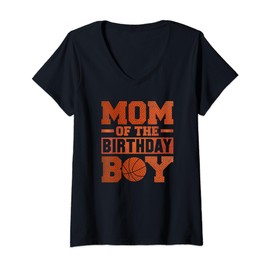 Basketball Mom Of Birthday Boy Hoops Party Sports V-Neck T-Shirt