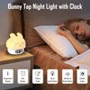 Cute Bunny RGB Rechargeable Night Light, Soft Silicone Lampshade, Adjustable