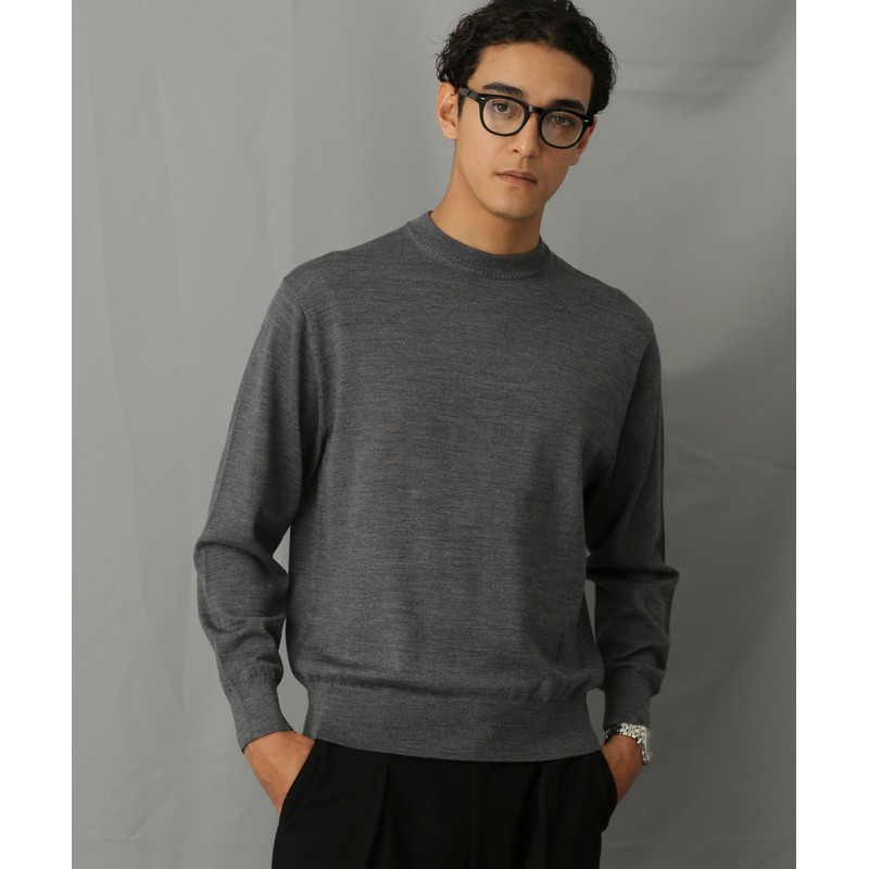 nano universe "pill-less knit" Fine Gauge Crew Neck, top grey