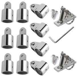 OUBULU Bimini Top Hardware Kit, 12 PCS Replacement Parts Set Eye End Caps Jaw Slide Deck Hinge with Quick Release Pin 316 Stainless Steel Boat Canopy Fittings Fits 7/8'' Round Tube