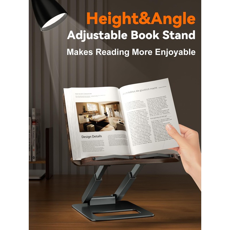 Tounee Book Stand, Telescopic Book Holder Stand, Adjustable Height Pull