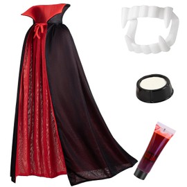 Sugarzoon Capa de Disfraz Vampiro Halloween para hombre mujer, Reversible, Niños la capa de vampirismo del traje cosplay, Bailes de disfraces y fiestas temáticas(140CM)