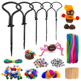 JJKOL Children's Chestnut Drill Set, 346 Pieces Chestnut Craft Set Children, 1.5-5 mm Craft Set, Autumn Hand Drill for Crafts with Chestnuts, Chestnut Drill Set with Toothpicks, Feathers, Wiggly Eyes