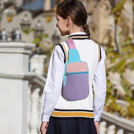 cotmcor Kids Crossbody Small Sling Bag Bag Girls Fanny Pack Colorblock Belt Bag Cute Backpack Purse Chest Bag for Girls Gifts