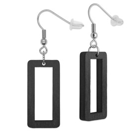 SoulCats® 1 pair of rectangular wood earrings for women in the color gray