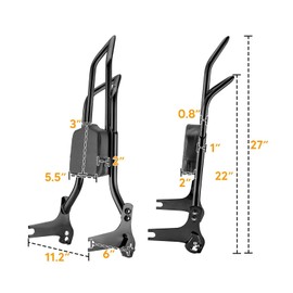 Mofun 27" Passenger Sissy Bar Detachable Backrest Sharp Style Compatible with Harley Touring Road King Electra Road Street Glide 1997-2008