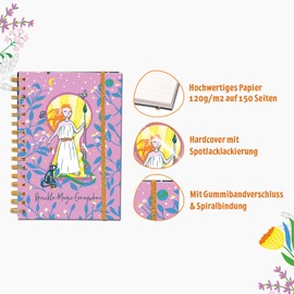 moses. Basically It's Magic Nightsky Notebook - Ruled Entry Book with Magic Design, Spiral Bound, Hardback Cover and Glitter Elastic Band, 150 Pages Diary