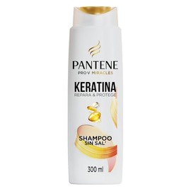 PANTENE, Shampoo sin sal' para cabello seco y maltratado Pantene Keratina Repara y Protege con Pro Vitamina B5 y Aminoácido 300 ml