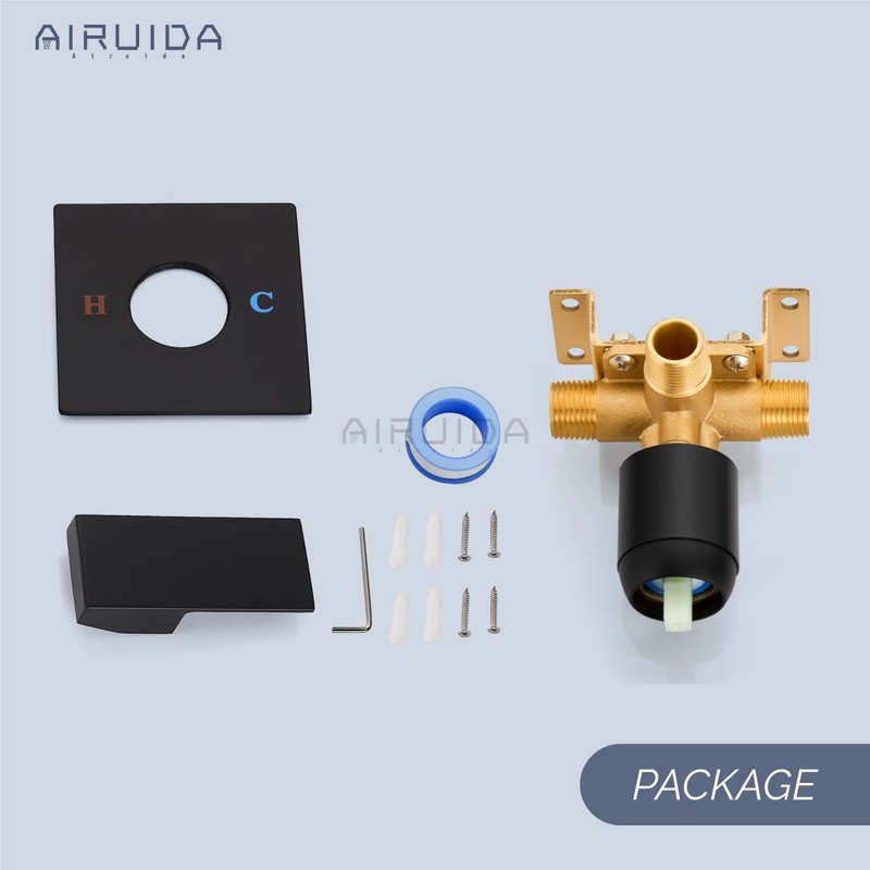 Airuida Square Single-Function Brass Faucet Shower Rough-in Valve Male Thread