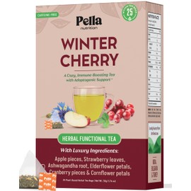 Ashwagandha with Edible Dried Flowers Herbal Drink – Elderflower, Cornflower, Strawberry, Apple & Cranberry Bits – Vegan, Kosher Caffeine-Free – Hot or Iced Tea Herbal Blend for Wellness (25 Tea Bags)