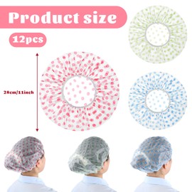 simarro Pack of 12 Women's Shower Caps, Waterproof Elastic Shower Caps, Reusable Shower Caps, Large Plastic Shower Cap for Girls, Women, Cosmetics, Home, Travel (Blue, Red, Green)