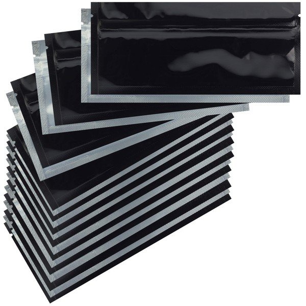 Mylar Style Barrier Bags – Zipper w/Heat Seal – 1000 Bags (Gloss Black / Clear, PR - 6″x2.7″)