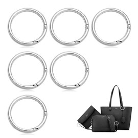 Pack of 6 Carabiner Round, 60 mm Carabiner Hooks Stainless Steel O Ring Key Rings Large Round Carabiner Ring for Keychain, DIY Crafts and Backpack Pendant