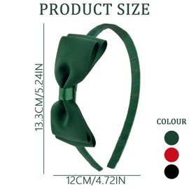 AYNKH 3 Stück Schulschleife, Schwarz, Grün, Rot, Reifen, Bow Girl, Uniform, Band, für kleine Mädchen, kleines Geschenk zum Geburtstag, Jugendliche, Neujahr