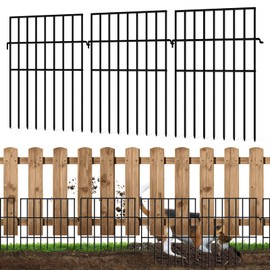Animal Barrier Fence No Dig, 25 Panels 1.25in Gap Ground Defense Fence Border Small Metal Fencing, Dog Rabbits Blocker Under Fence for Garden, Flower Bed, Patio, Black
