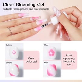 MIZHSE Nail Blooming Gel, 15 ml Clear Blossom Gel Polish for Spreading Effect, Watercolor Paint Nail Gel Marble Nail for DIY Nail Design Soak Off UV/LED Nail Art Manicure Gift for Women