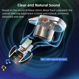 YINYOO KBEAR Flash-Ohrhörer mit Kabel, Gaming-Ohrhörer, 3,5 mm Plug-in-Ear-Kopfhörer, 1DD 1BA Hybrid-In-Ear-Monitore, iem-Kopfhörer mit verwicklungsfreiem Kabel für Laptop, PC, Computer (ohne