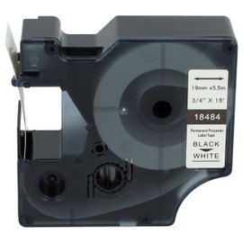 vhbw Label Tape Cassette Compatible with Dymo Rhino 4200, 5000, 5200, 6000, 1000, 3000 Label Printer 19mm Black on White, Polyester