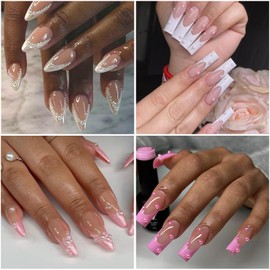 VOTACOS Nail Art Pearls with Glue Gel Flatback Pink Red 4 Colors Nail Charms Pearls Mixed Size 0.03-0.18in Nails Gems Pearl Accessories for Women Nails Design Decoration