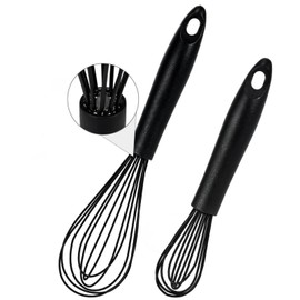 Schneebesen Silikon Set, 2 Stück Schwarz Rührbesen, Silikondrähte Ballonschneebesen für Mischen, Schneebesen, Schlagen, Aufschäumen und Rühren (8.5",10")