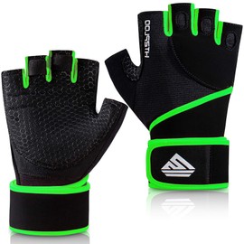 HTZPLOO Workout Gloves Gym Gloves Weight Lifting Gloves for Men with Full Palm Pad ,Strong Wrist Wraps Support,Enhanced Grip,for Fitness,Training,Weightlifting,Exercise (Green,Small)