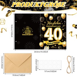 DPKOW 40. Geburtstag Geldgeschenke Verpackung Schwarzes Gold, 40 Geburtstagskarte für Frau Männer, 40 Jahre Schlüsselanhänger Geburtstag Glückwunschkarte, 40 Jahre Geburtstag Grußkarten mit Umschlag