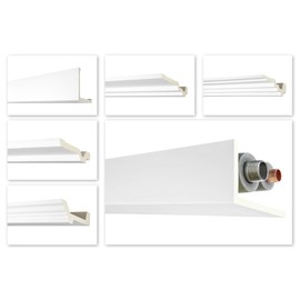 HEXIM Perfect 2 Metre Cover Strips, Integrated Cable Duct - Large Selection (AB175-110 x 35 mm) - PU Smooth White Shockproof - Corner Moulding Strip Wall Strip Decorative Profiles