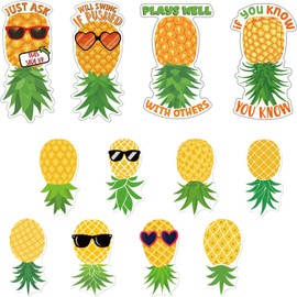 Cruise Door Magnets Decorations Stickers - 12 Pcs Pineapple Upside Down Cruise Ship Door Magnetic Waterproof Cruising Essentials for Stateroom Refrigerator Carnival Party Decor