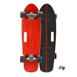 LMAI 27" Bamboo Wood Cruiser Complete Skateboard Longboard (Portable Red)