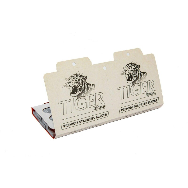 100 cuchillas de afeitar Tiger Platinum de doble filo