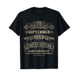 September 1953 72 Year Old Birthday Gifts for Men 72nd Bday T-Shirt