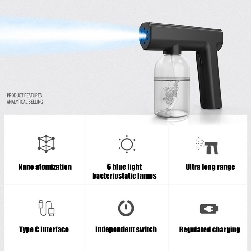 Portable Nano Sprayer Rechargeable Blue Light Handheld Sprayer Electric Large