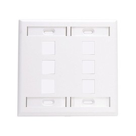 Leviton 6-Port Dual Gang QuickPort Wallplate with ID Windows, 42080-6WP, White