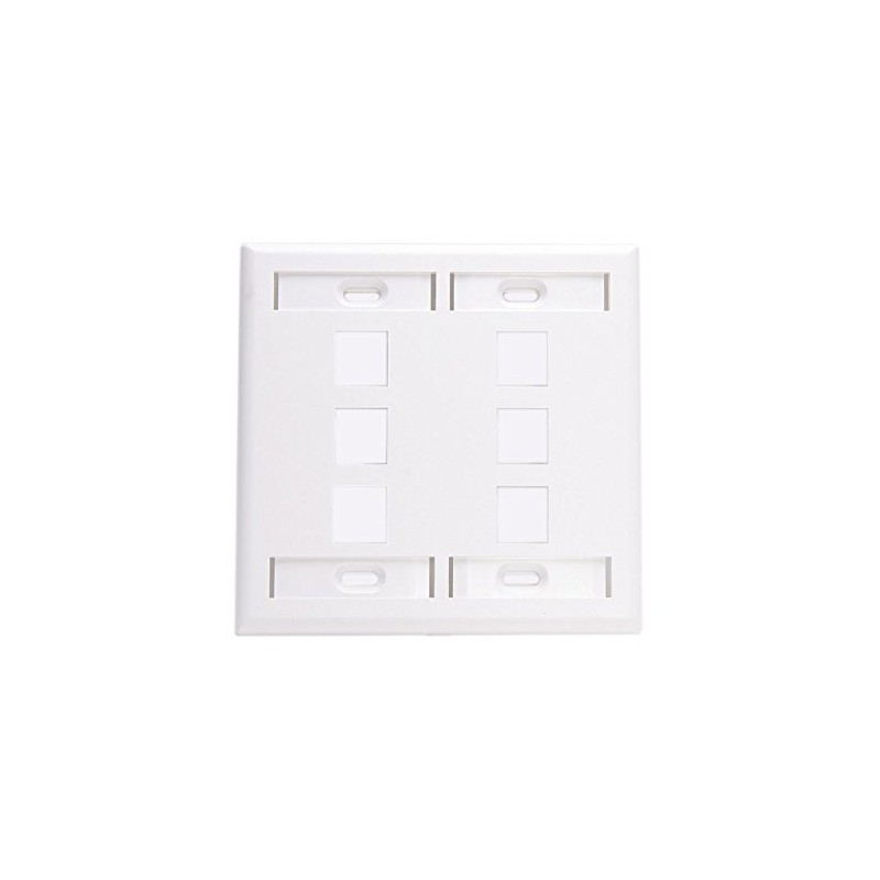 Leviton 6-Port Dual Gang QuickPort Wallplate with ID Windows, 42080-6WP,
