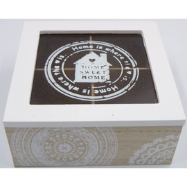 Gicos Import Export SRL Wooden Storage Box 16 x 16 x 7 cm Bag Holder The Decor Indian Shabby Chic
