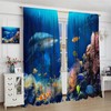 INSFBRB Ocean Shark Rod Pocket Blackout Curtains for Living Room,Room