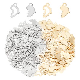 DICOSMETIC 200Pcs African Map Pendants Hollow World Map Pendants Stainless Steel and Gold Color Heart Charms Small Wave Shape Neclace Pendants for Jewelry Making, Hole: 1.5mm