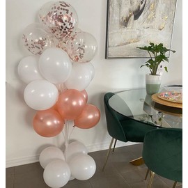 Rose Gold Birthday Party Balloons, 50 pcs12 Inch Rose Gold White Confetti Balloons Birthday Decorations For Women Girls Birthday Party decorations