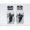 Purple Grapes Leaves Vine Hand Painted Glass Salt and Pepper