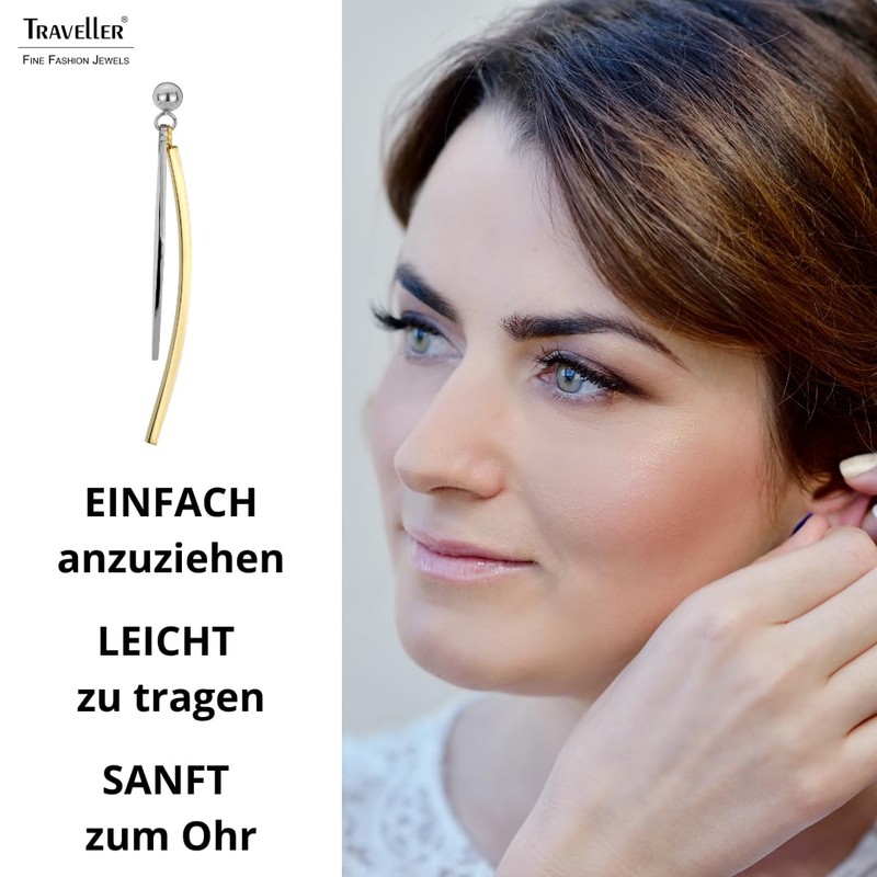 Traveller 181287 Women's Stud Earrings – Bicolour Gold & Silver