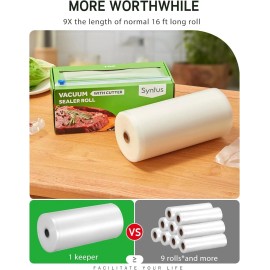 Syntus 11" x 150' Food Vacuum Seal Roll Keeper with Cutter x 150', Clear