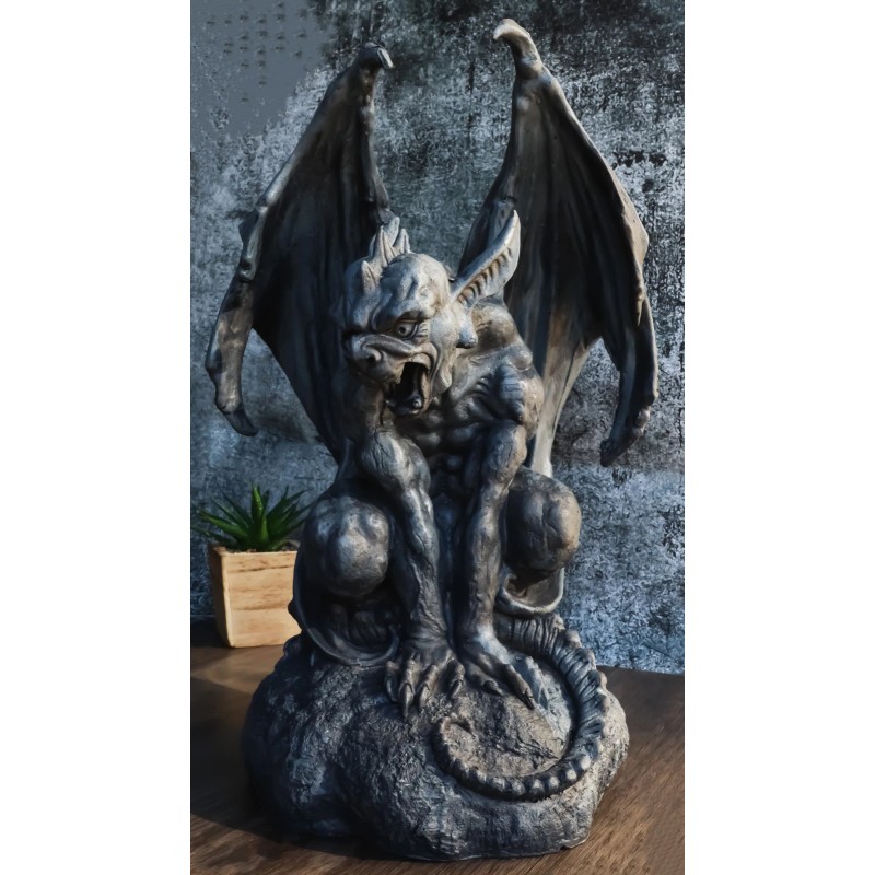 Warden Large Cathedral Guardian Crouching Winged Gargoyle Statue 12.5"H Fantasy