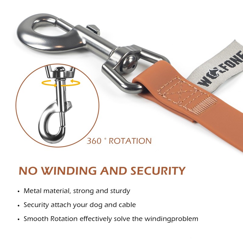 Wolfone 2-Pack 6 FT Waterproof Dog Leash Brown Widths 19mm&25mm