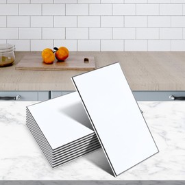 100-Piece White Thick PVC Peel and Stick Backsplash, 3" x 6" Waterproof Subway Tile Stick on Wall Tiles for Kitchen, Bathroom, Fireplace