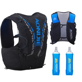 AONIJIE Running Hydration Vest 12L for Men and Women, Lightweight Hiking Backpack with 2 Soft Flasks for Running Hiking (Black with 2 Bottle, L/XL)