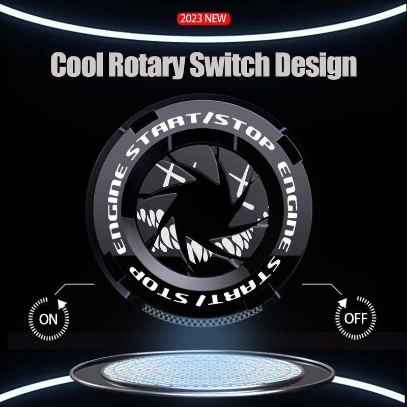 Tybasthe Rotary Push Start Button Cover, Smile Demon Car Accessories