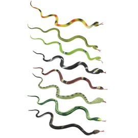 com-four® 8-piece rubber snake set - small realistic snake, cobra, asp viper, adder, reptile made of plastic - approx. 34 cm long [selection varies] (08 pieces - colorful)