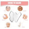2pzs Gua Sha Facial Grande Acero Inoxidable Masajes Cuello